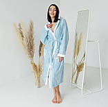 Жіночий банний халат мікрофібра смужка Блакитний, фото 3
