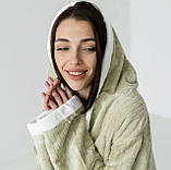 Жіночий банний халат мікрофібра смужка Оливковий, фото 5