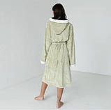 Жіночий банний халат мікрофібра смужка Оливковий, фото 6