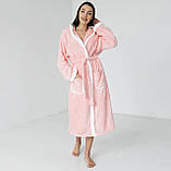 Жіночий банний халат мікрофібра смужка Рожевий, фото 4