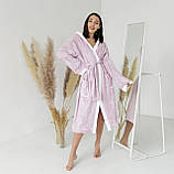 Жіночий банний халат мікрофібра смужка Ліловий, фото 5