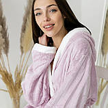 Жіночий банний халат мікрофібра смужка Ліловий, фото 6