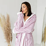 Жіночий банний халат мікрофібра смужка Ліловий, фото 9