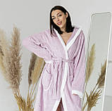 Жіночий банний халат мікрофібра смужка Ліловий, фото 10