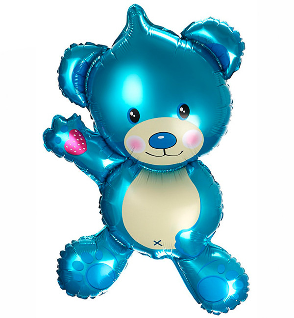 Повітряна кулька "Ведмедик", висота - 80 см., колір - синій металік