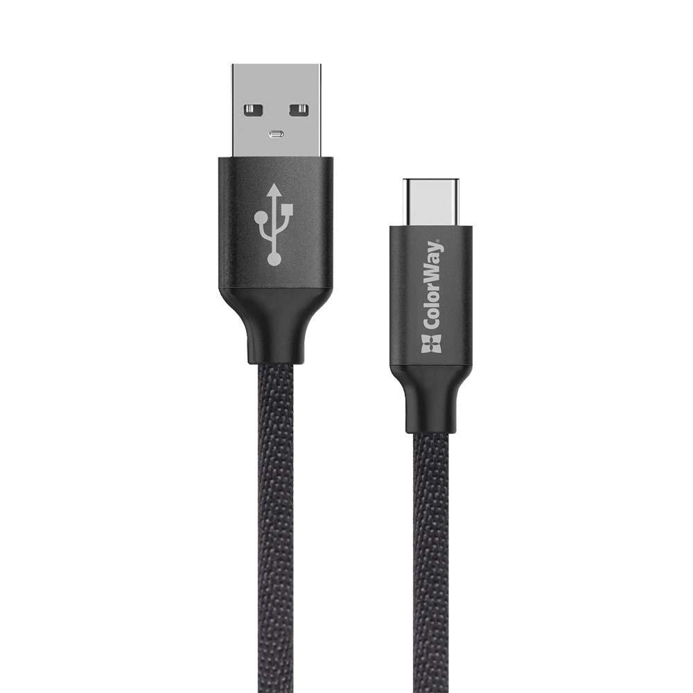Кабель ColorWay USB - Type-C 2.4А 2м чорний (CW-CBUC008-BK), фото 1
