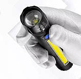 Ручний акумуляторний ліхтар Flashlight C62, cob+led, фото 4