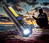 Ручний акумуляторний ліхтар Flashlight C62, cob+led, фото 5