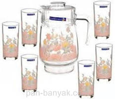 Набір для води Luminarc Elize (глечик 1,6 л+ стакани 270мл-6шт) 7 предметів скло (75221)