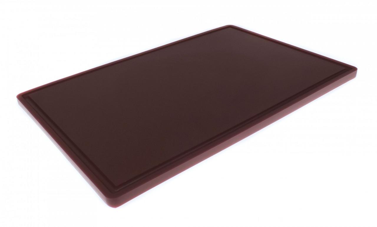 Дошка кухонна One Chef коричнева з жолобом 60х40 см h1,8 см hdpe (поліетилен високої щільності) (113002)