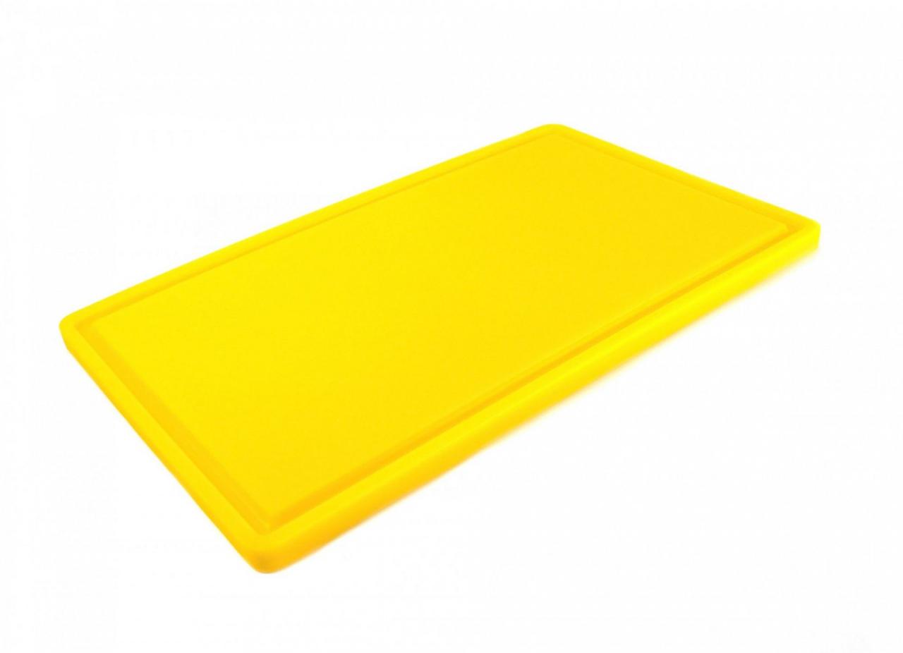Дошка кухонна One Chef жовта з жолобом 50х30 см h1,8 см hdpe (поліетилен високої щільності) (113011), фото 1
