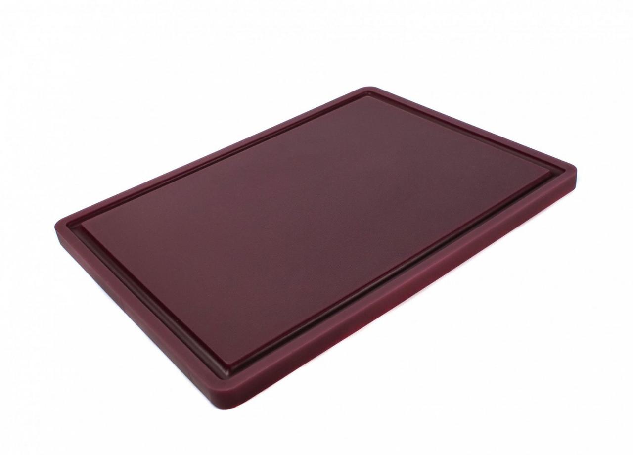 Дошка кухонна One Chef коричнева з жолобом 40х30 см h1,8 см hdpe (поліетилен високої щільності) (113014), фото 1