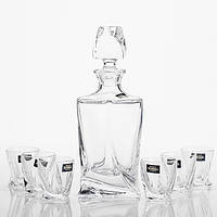 Набір для горілки Bohemia Quadro (графін 457 мл+ стопки 55 мл-6шт) 7 предметів богемське скло (99999/99А44/117)