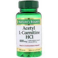 Acetyl L-Carnitine 400 mg Alpha Lipoic Acid 200 mg Nature's Bounty, 30 капсул