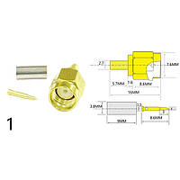 Конектор SMA Male Crimp для кабелю RG174,RG316,LMR100