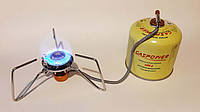 Портативная газовая горелка Паук СИЛА Кемпинг со шлангом и пьезоподжигом + газовый баллон Gazpower 500 г