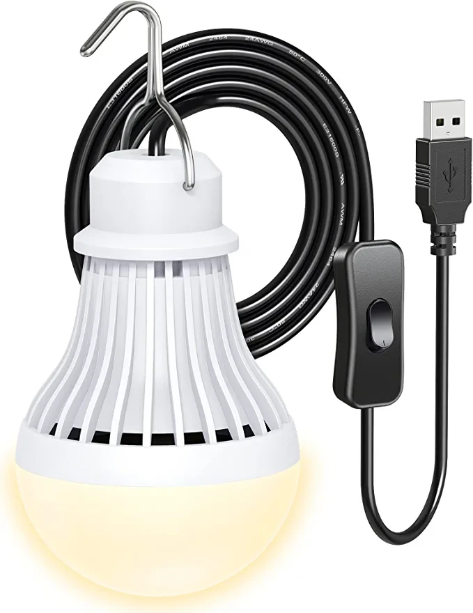 USB-Лампа з вимикачем 3500К тепле біле світло, портативний кемпінговий ліхтар LED від USB 5 Вт L15, фото 1