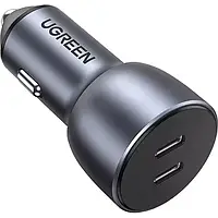 Автомобильный адаптер для телефона Ugreen CD213 36W 2xUSB Type-C PD Fast Car Charger Gray (70594)