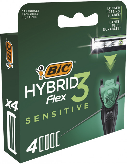 Змінні картриджі для гоління чоловічі BIC Flex 3 Hybrid Sensitive, 4 шт - фото 1 - id-p1735325913