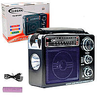 Аккумуляторный радиоприемник с фонарем UG-301URT, Синий / Портативное радио с USB, AUX, micro SD