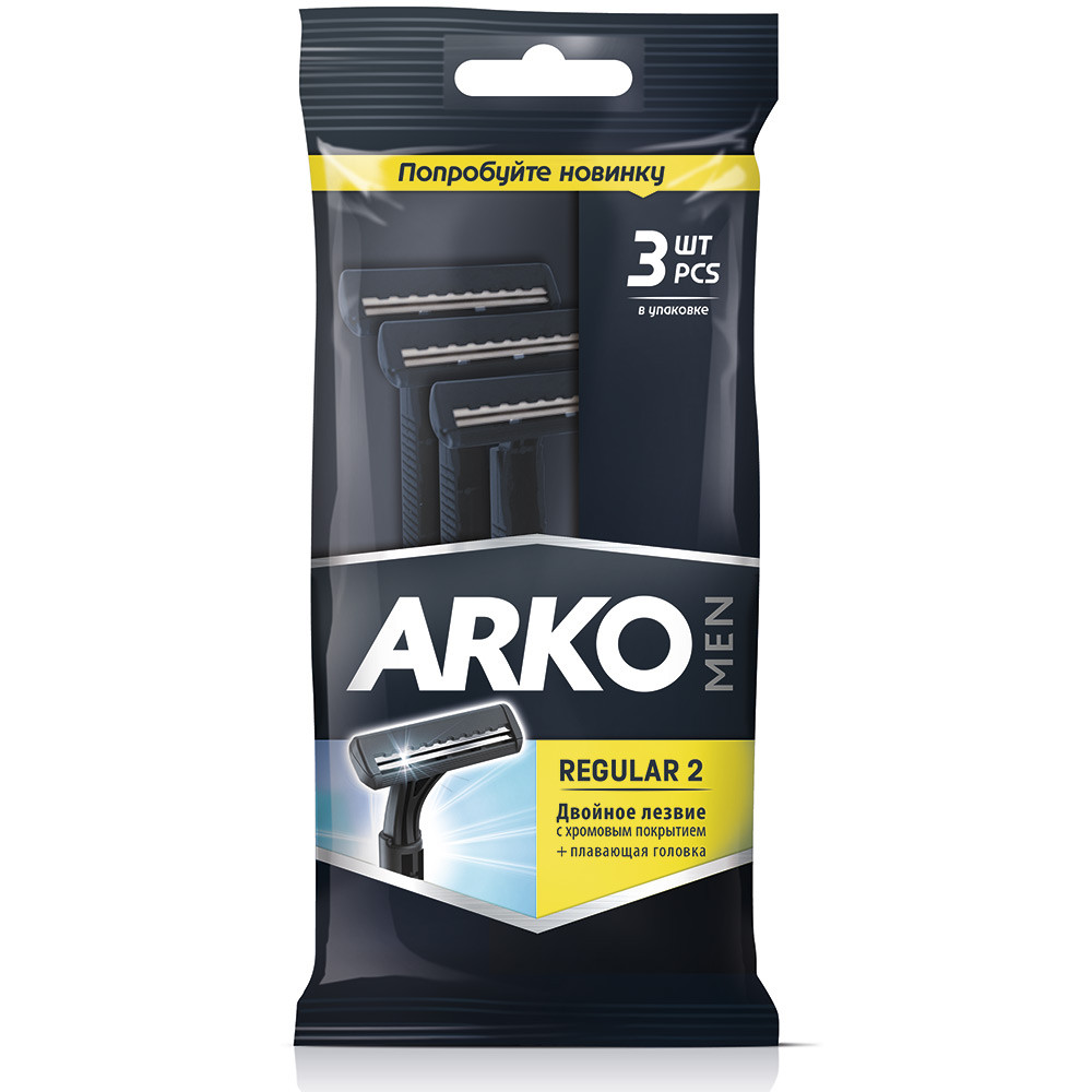 Одноразові станки для гоління ARKO T2 Regular, 3 шт - фото 1 - id-p1735325932