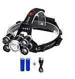 Ліхтар акумуляторний на голову RJ-5000 (3895) (5 рефлекторів), фото 2