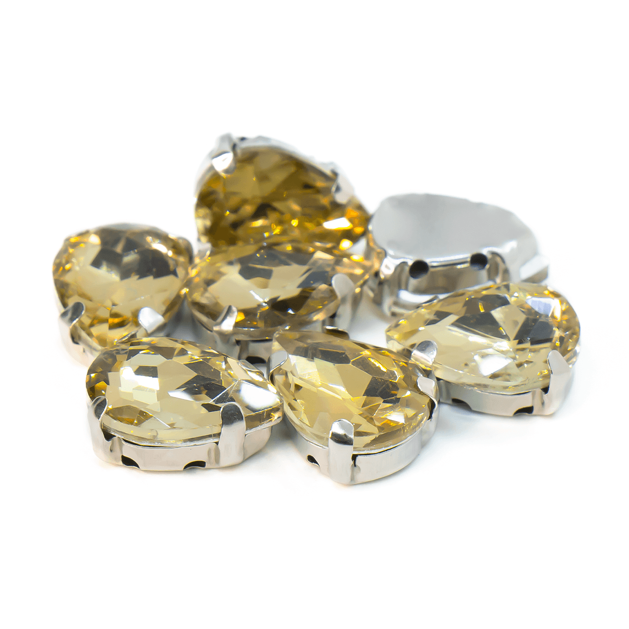 Стрази в оправі пришивні Крапля 13х18 мм Бежевий 10 шт., фото 1