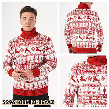 Светр чоловічий Trist Star 5296 KIRMIZI-BEYAZ 38% шерсть 30% поліамід 22% акріл 10% еластан XL(Р)