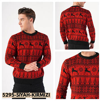 Светр чоловічий Trist Star 5295 SIYAH-KIRMIZI 38% шерсть 30% поліамід 22% акріл 10% еластан L(Р)