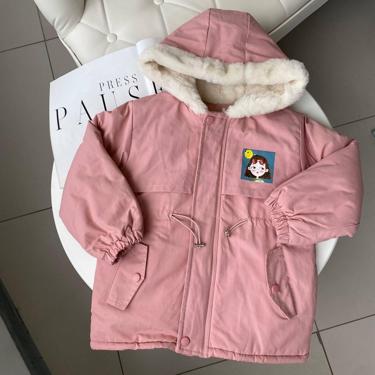 Куртка зимова на дівчинку з хутром Рожева 6918 155, KX6, Розовый, Для девочек, Осень Зима, 7 , 4 года, фото 1