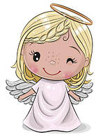 Наклейка "Ангел девочка" для ростовой фигуры / фотозоны на крещение 80х53 см (без обреза)
