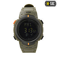 Тактические функциональные наручные влагостойкие часы с компасом M-Tac Olive для спорта, туризма, путешествий