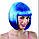 Карнавальна перука синього кольору каре + шапочка під перуку в комплекті, фото 2