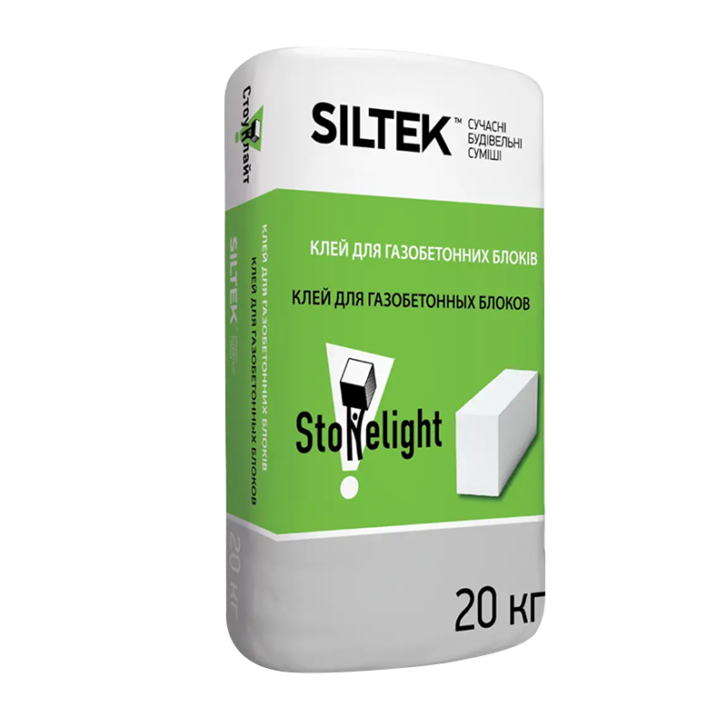 Клей для газобетонних блоків SILTEK STONELIGHT 20 кг, фото 1