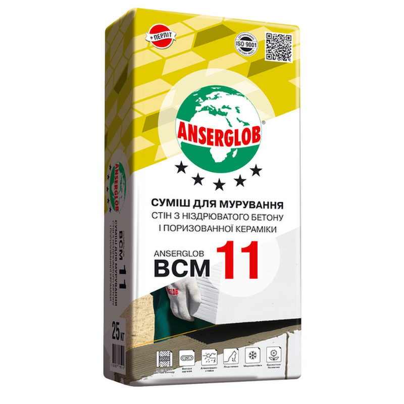 Кладкова суміш Anserglob BCM 11 Зима від -5 °C (25 кг) морозостійка (Ансерглоб)