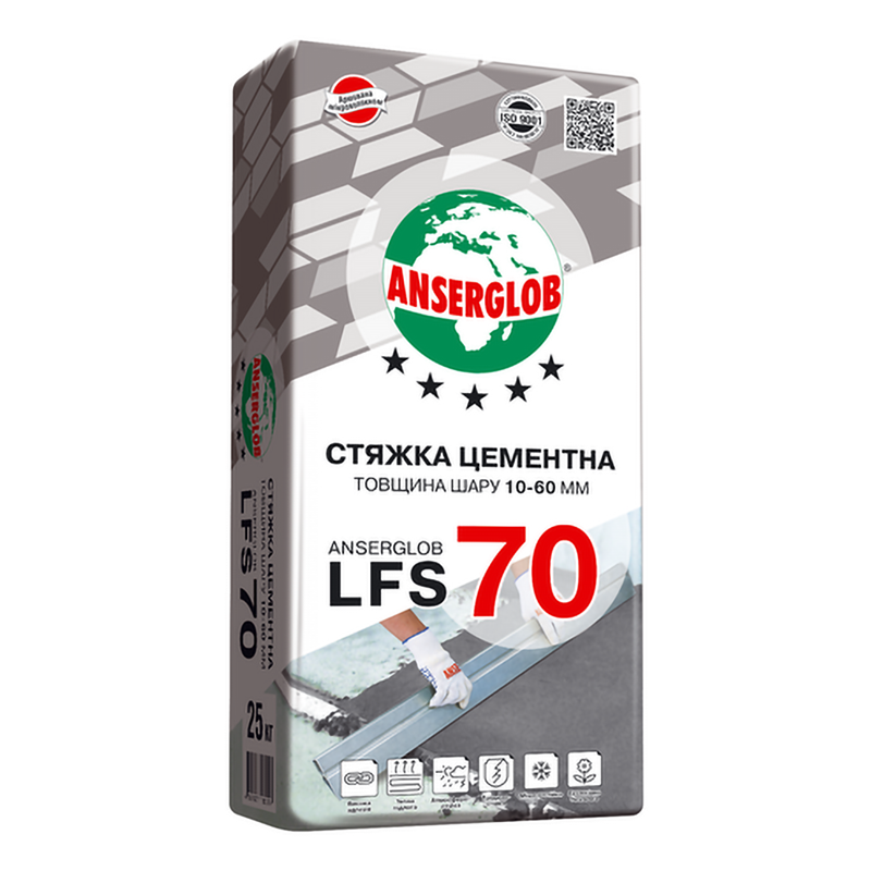 Стряжка для підлоги Anserglob LFS 70 (25Кг) цементна (Ансерглоб), фото 1