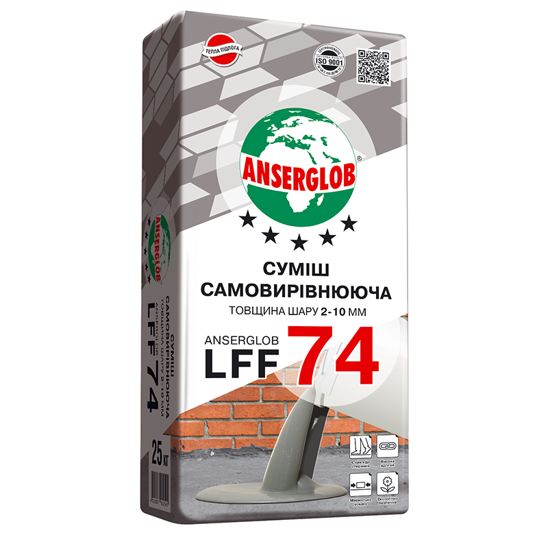 Суміш для підлоги Anserglob LFF 74 (25 кг) самовирівнювальна (Ансерглоб), фото 1
