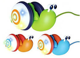 Музична каталка Равлик HT-013 на мотузці, шнурку, світло, звук, розвиваюча пластикова іграшка для малюків