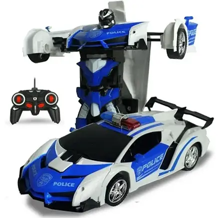 Машинка Трансформер Lamborghini Police Robot Car Size 18 Синя на радіокеруванні, фото 1