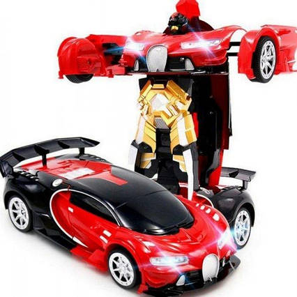 Машинка дитяча трансформер на радіокеруванні Bugatti Robot Car Veyron Червона, фото 1