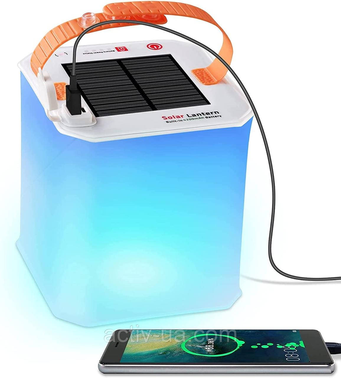 Надувний ліхтар для кемпінгу Mesqool CL2000, power bank 4200 mAh, сонячна панель, IP67, 9 режимів