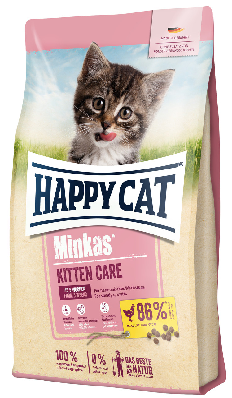 Сухий корм для кошенят 1-6 місяців Happy Cat Minkas Kitten Care Geflugell з птицею, 10 кг