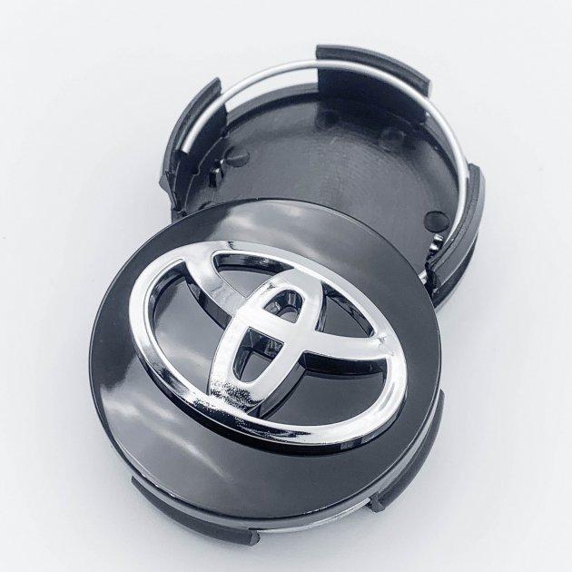 Ковпачки (заглушки) в литі диски Toyota (Тойота) 62 мм Хром лого ТОЙОТА TOYOTA чорні
