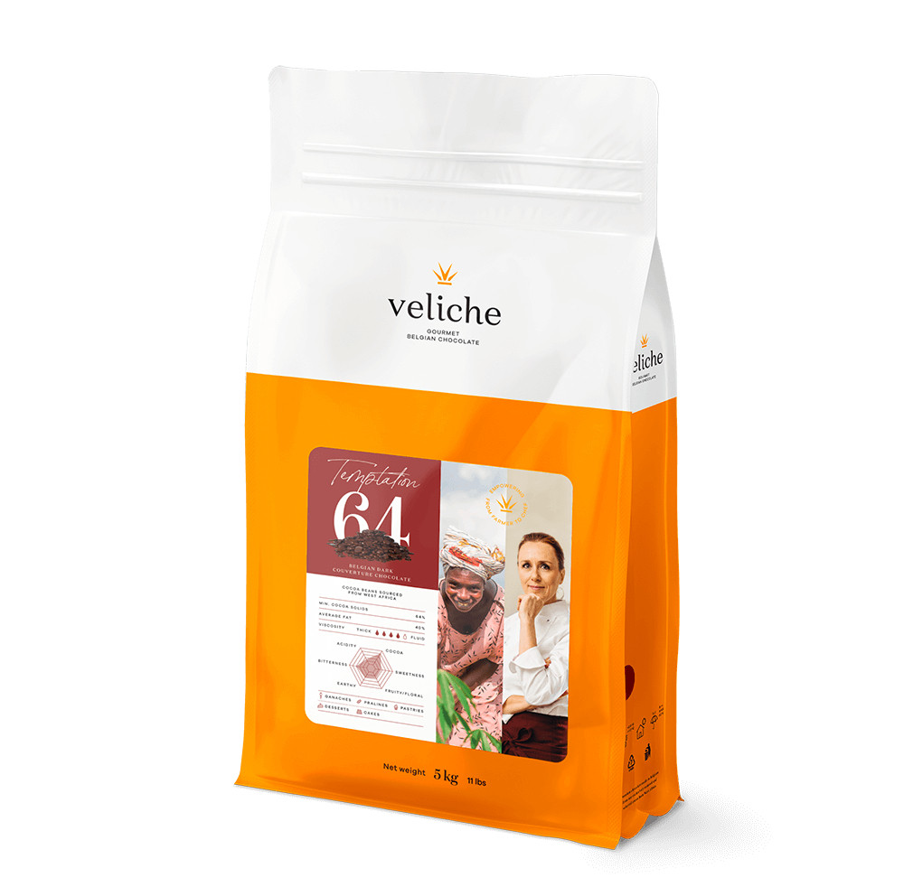 Бельгійський шоколад Veliche Gourmet Чорний Dark Temptation 64% 10 кг