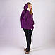 Жіноча тепла кофта-балахон з капюшоном "Оверсайз кольор баклажан" трех-нитка 42-54 р., фото 2
