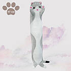 М'яка іграшка кіт батон Сірий 47см, дитяча подушка іграшка - довгий кіт багет (плюшевый кот батон)