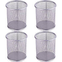 Склянка для ручок "Сітка" (металевий, срібло 9.5х8.5 см) 802-S