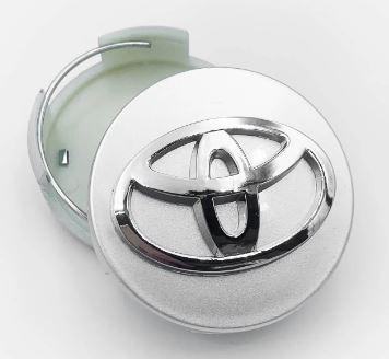 Ковпачки (заглушки) в литі диски Toyota (Тойота) 62 мм Хром лого ТОЙОТА TOYOTA білі
