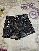 Женские кожаные шорты Twinset чёрного цвета с поясом и заклепками Размер 46 М