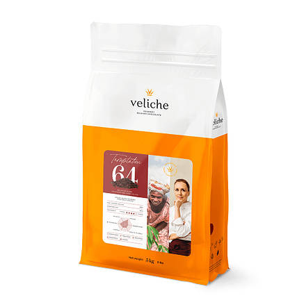 Бельгійський шоколад Veliche Gourmet Чорний Dark Temptation 64% 10 кг, фото 1